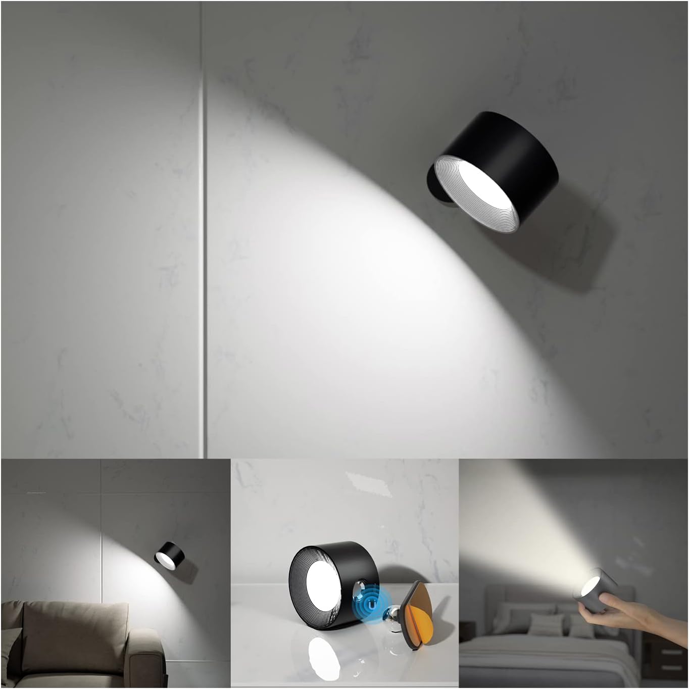 Led-wandleuchte – 1 Stück – Stahl Und Abs – Touch- Und Drehfunktion – Schlafzimmer Und Flur – Weiß Und Warmweiß