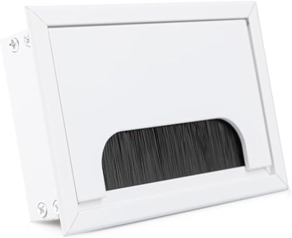 Rechteckige Kabeldurchführung – 1 Stück – Gebürstetes Weißes Aluminium – Integriertes Kabelmanagement – Büro Und Zuhause – 80 X 120 Mm