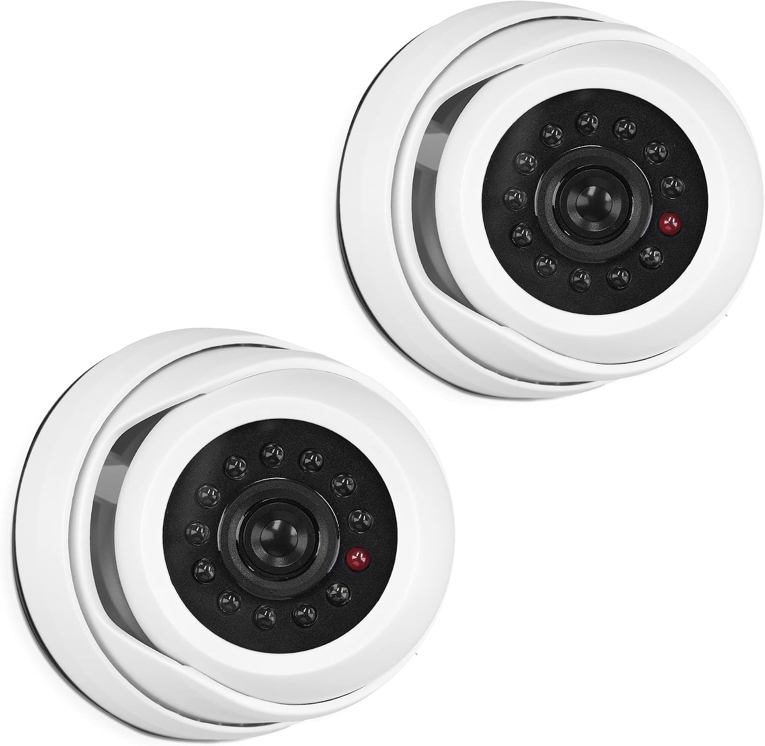 Attrappe Einer Dome-kamera – 2er-pack – Weißer Kunststoff – Blinkende Led – Abschreckungsmittel Für Den Innen- Und Außenbereich – 1080p