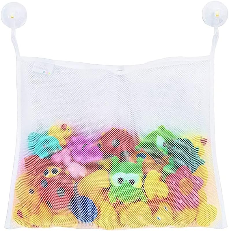 Aufbewahrungsnetz Für Badespielzeug – 1 Stück – Baumwolle – Schnelltrocknend Mit Saugnäpfen – Kinderbadezimmer – 37 X 45 Cm