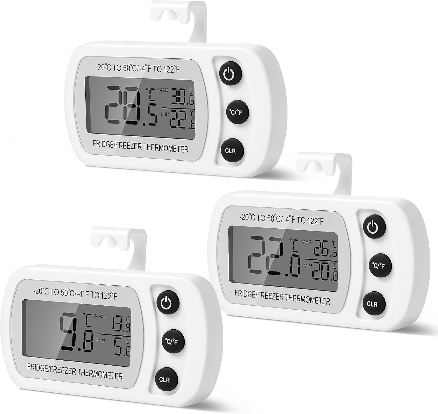 Digitales Thermometer – 3er-set – Magnetisch Mit Haken – Lcd-display – Für Kühlschrank Und Gefrierschrank