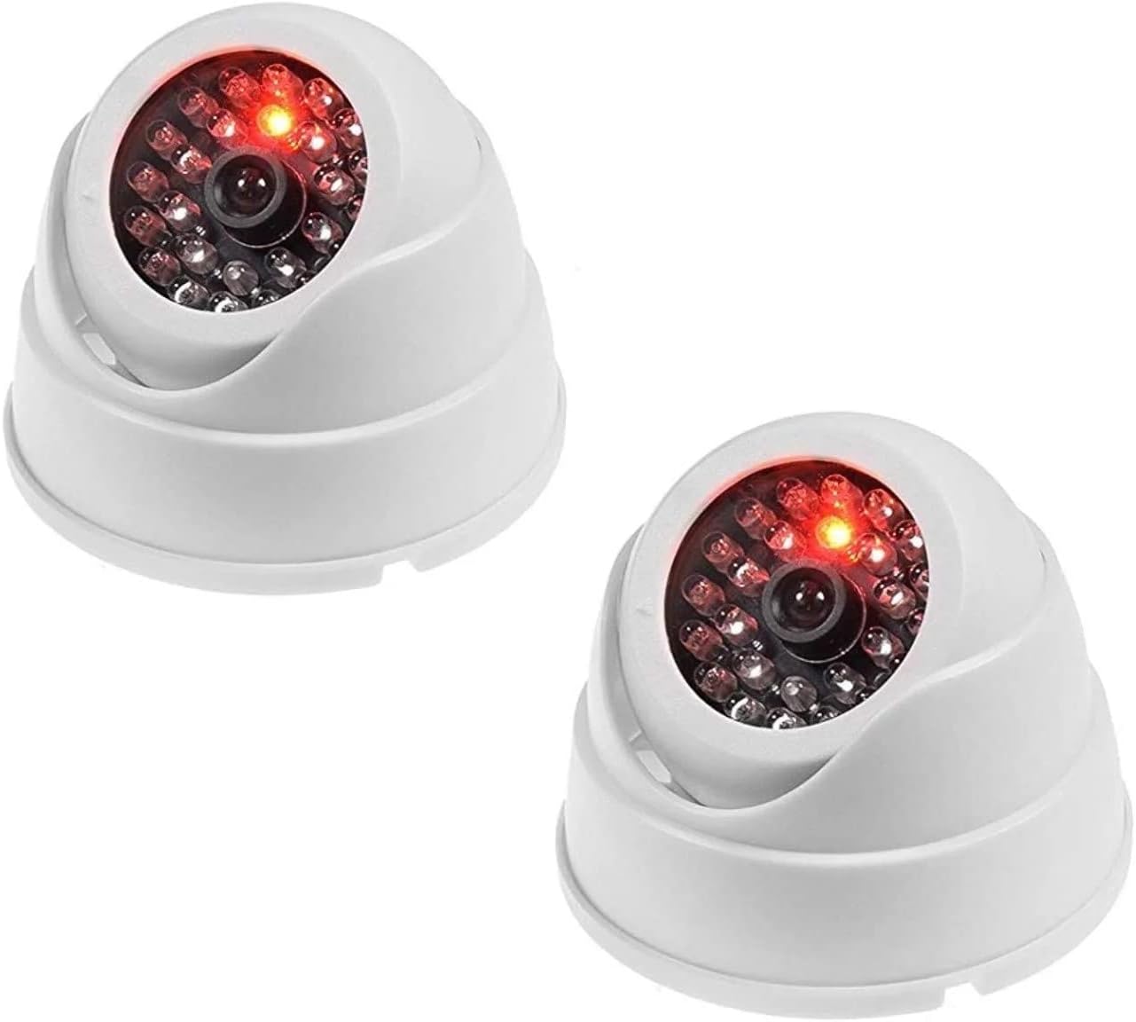 Attrappen-dome-kamera – 2er-pack – Abs-kunststoff – Blinkende Led – Heimüberwachung – Weiß