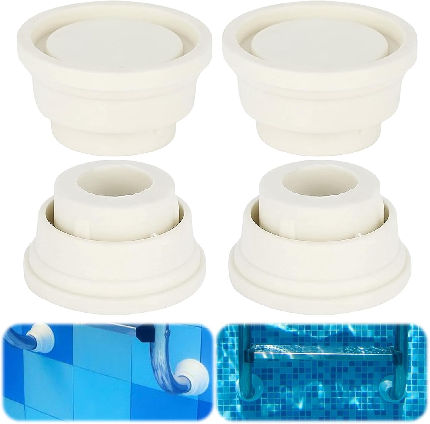 Leiterpuffer Aus Gummi – 4er-pack – Strapazierfähig, Weiß – Schutz Für Wände Und Poolfolie – Für Aufstellpools – 6 X 3,3 Cm