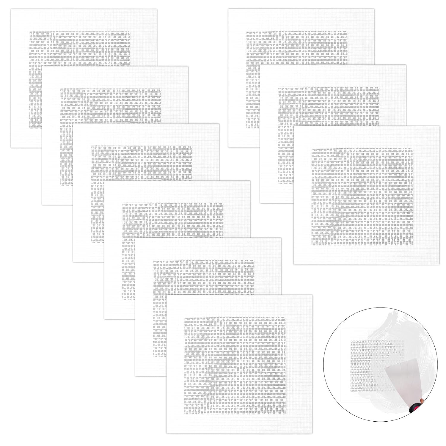 Wandreparaturflicken – 9 Stück – Aluminium Und Gewebe – Selbstklebend Für Löcher – Für Trockenbauwände Und Decken – 10 X 10 Cm