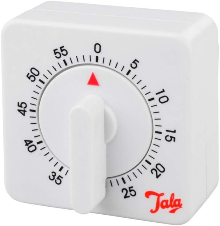 Mechanischer 60-minuten-timer – Weiß – Stahl Und Kunststoff – Batterielos Mit Magnet Und Clip – Für Küche Und Backen – Kompakte Größe