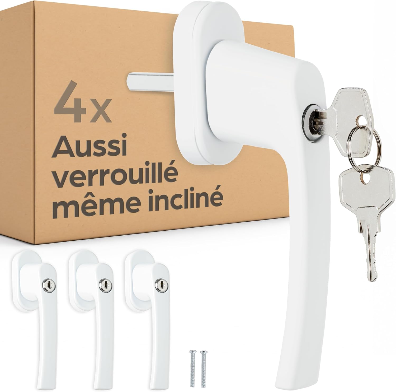 4 Abschließbare Fenstergriffe – Weiß – Robustes Aluminium – Kindersicher Und Einbruchsicher – Für Dreh-kipp-fenster – Mit 8 Schlüsseln