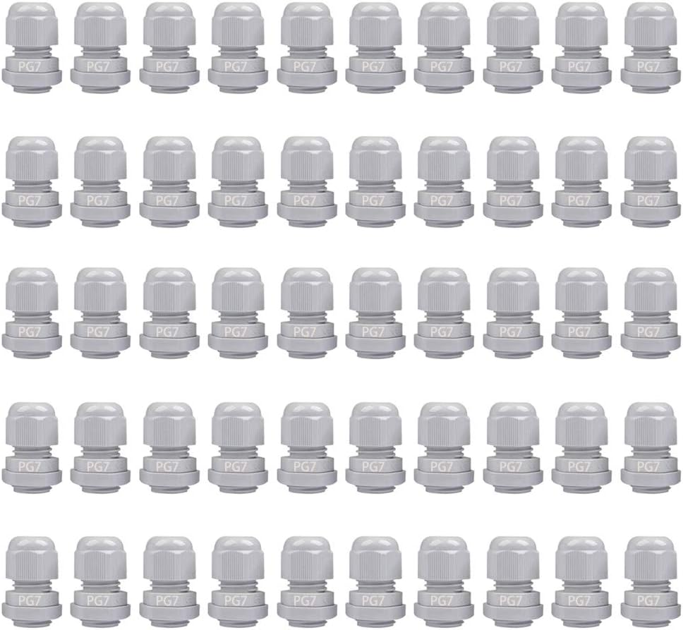 Pg7 Kabelverschraubungen – 50er-pack – Weißes Nylon – Ip68 Wasserdicht – Haus Und Garten – Für Kabel Von 3 Bis 6,5 Mm²