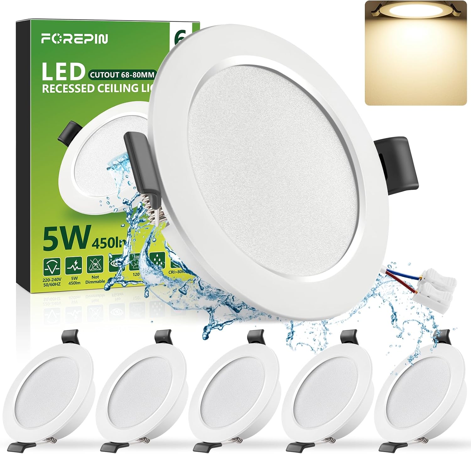 Extraflache Led-einbaustrahler – 6er-pack – Neutralweiß 4000 K – Schutzart Ip44 – 5 W – Für Bad Und Küche – Durchmesser 88 Mm