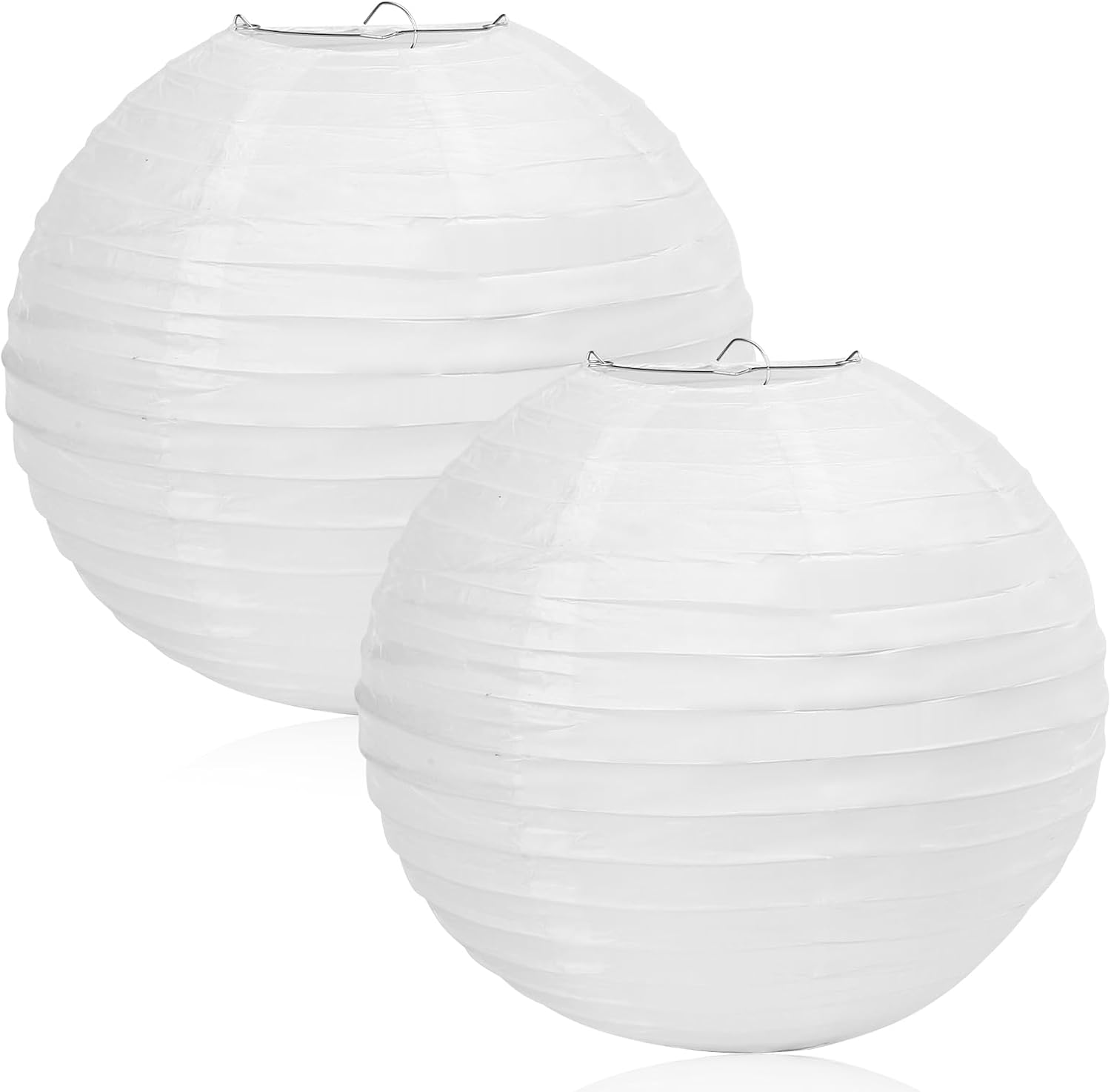 Runde Papierlampenschirme – 2er-set – Klassisches Weiß – Dekorative Pendelleuchten Für Drinnen Und Draußen – Hochzeit, Party, Garten – 30 Cm