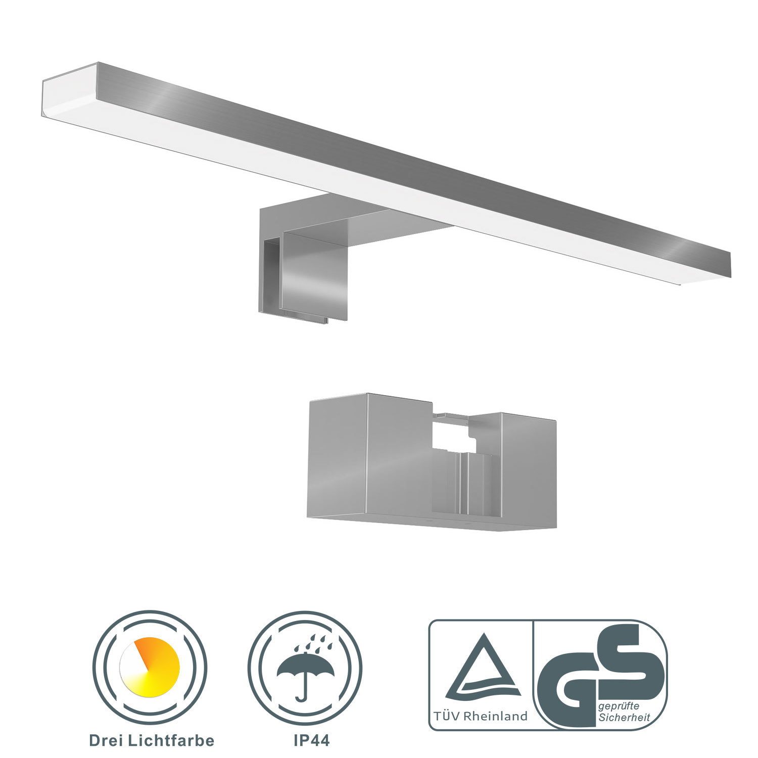 Led Spiegelleuchte Spiegelwandleuchte, Dreifarbig Und Dimmbar, 40cm