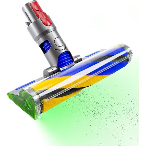 Tête De Nettoyage V15 Fluffy Optic Pour Dyson V15 V11 V10 V8 V7, Détection De La Poussière Avec Lumière Verte, Accessoire À Rouleaux En Mousse Pour Sols Durs Et En Bois