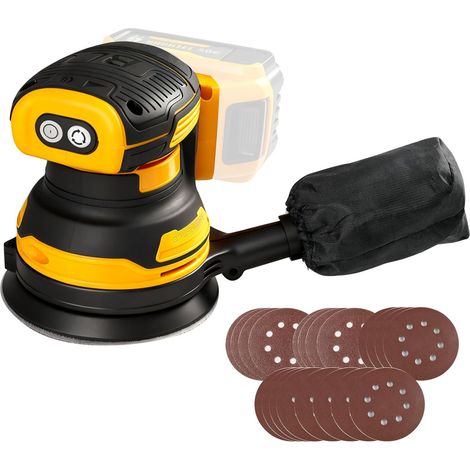 Dewalt 20v Akku-exzenterschleifer, 127 Mm (5 Zoll) Elektrischer Exzenterschleifer Mit 20 X 127 Mm (5 Zoll) Schleifblättern, 3 Geschwindigkeitsstufen, 8 Löcher