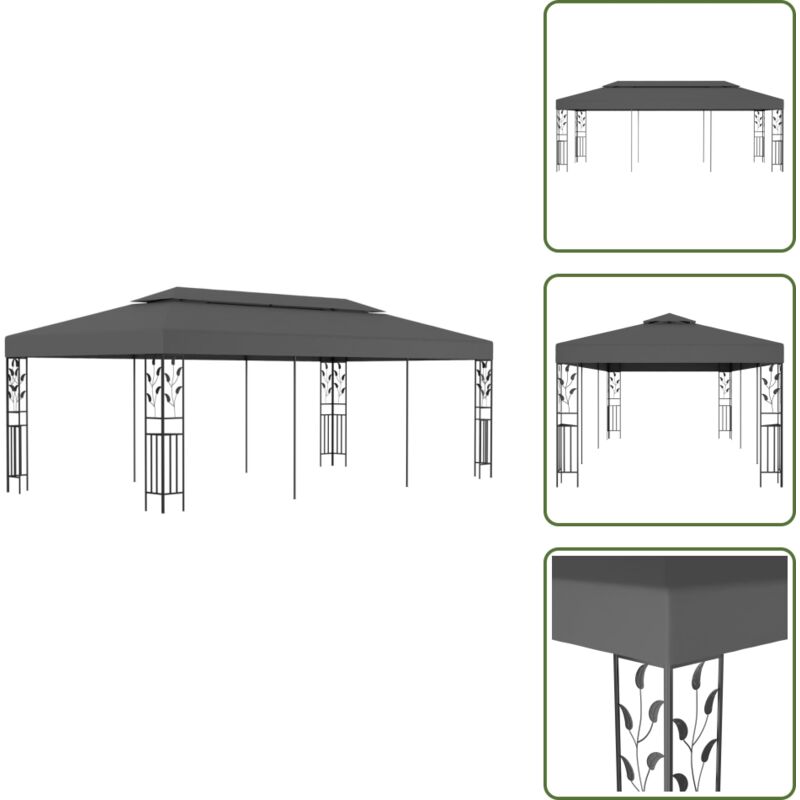 Pavillon 3×6 M Anthrazit - Garten Pavillon - Pavillion Anthrazit - Partyzelt - Gartenparty - Outdoor Möbel
