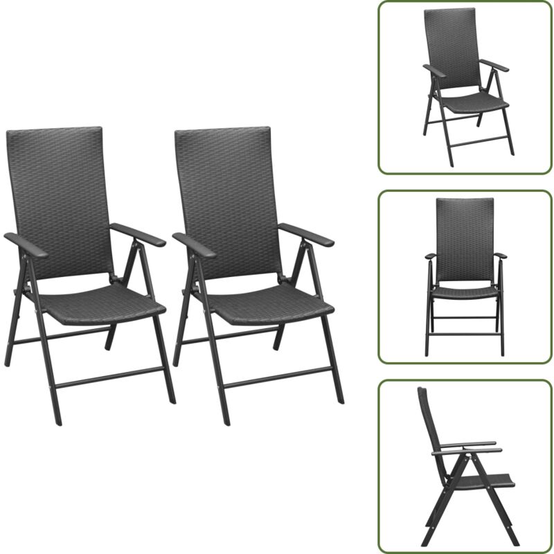 Stapelbare Gartenstühle 2 Stk. Poly Rattan Schwarz - Gartensessel - Gartenstühle - Balkonmöbel - Outdoor Möbel - Stapelbar