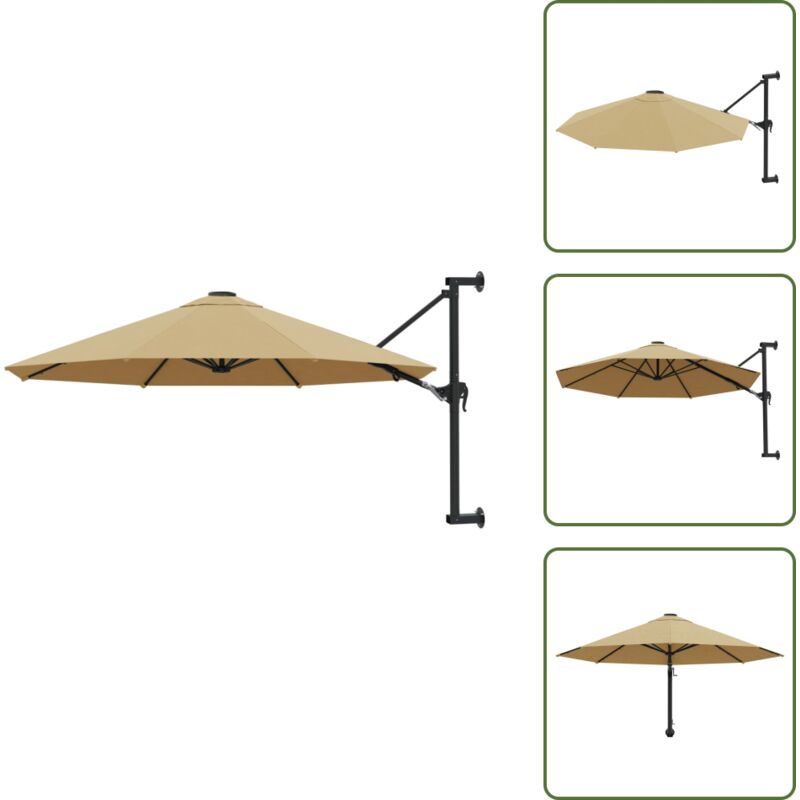 Sonnenschirm Zur Wandmontage Mit Metall-mast 300 Cm Taupe - Wand Sonnenschirm - Sonnen Scherm Wandmontage - Sonnenschutz - Garten Sonnenschirm - Outdoor Sonnenschirm