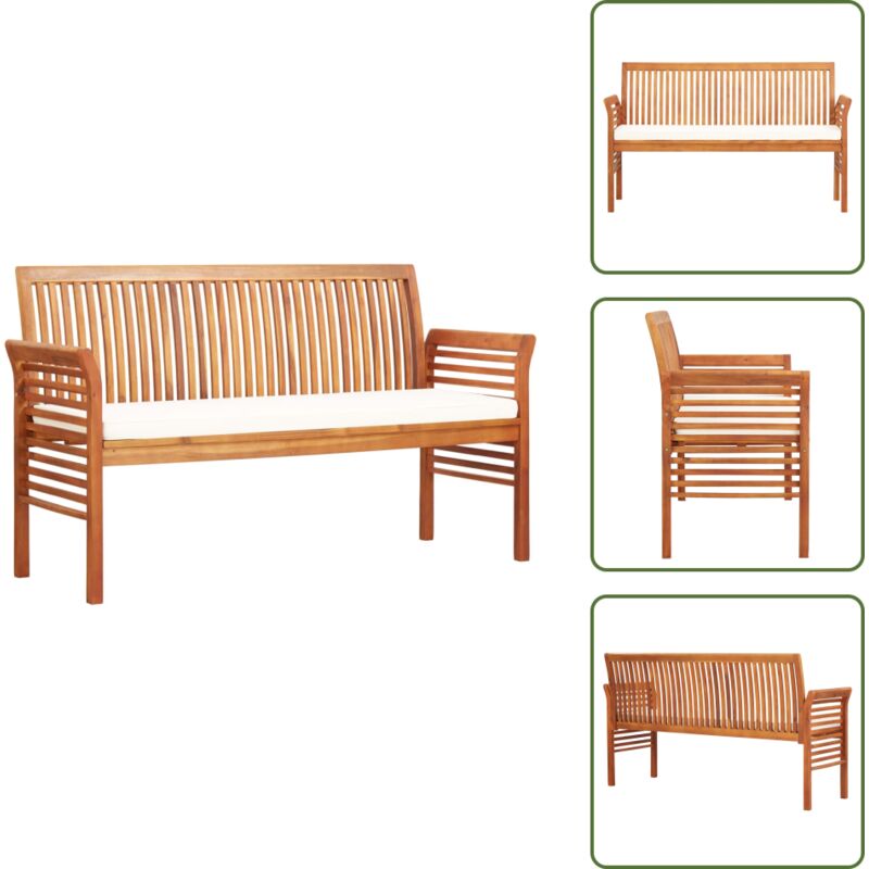 3-sitzer Gartenbank Mit Kissen 150 Cm Massivholz Akazie - Gartenzubehör - Gartenbank - Holzbank - Akaziengartenmöbel - Outdoor Möbel
