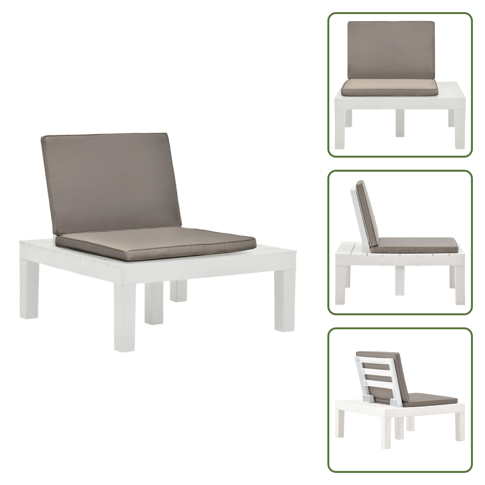 Garten-lounge-stuhl Mit Sitzpolster Kunststoff Weiß - Loungeset - Gartenstuhl - Outdoormöbel - Sonnenliege - Balkonmöbel