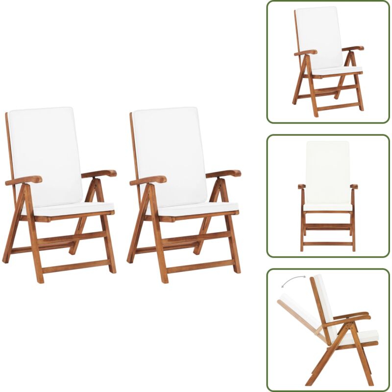 Garten-liegestühle 2 Stk. Mit Auflagen Massivholz Teak - Gartenstuhl - Liegestuhl - Outdoormöbel - Gartenmöbel - Teakholz