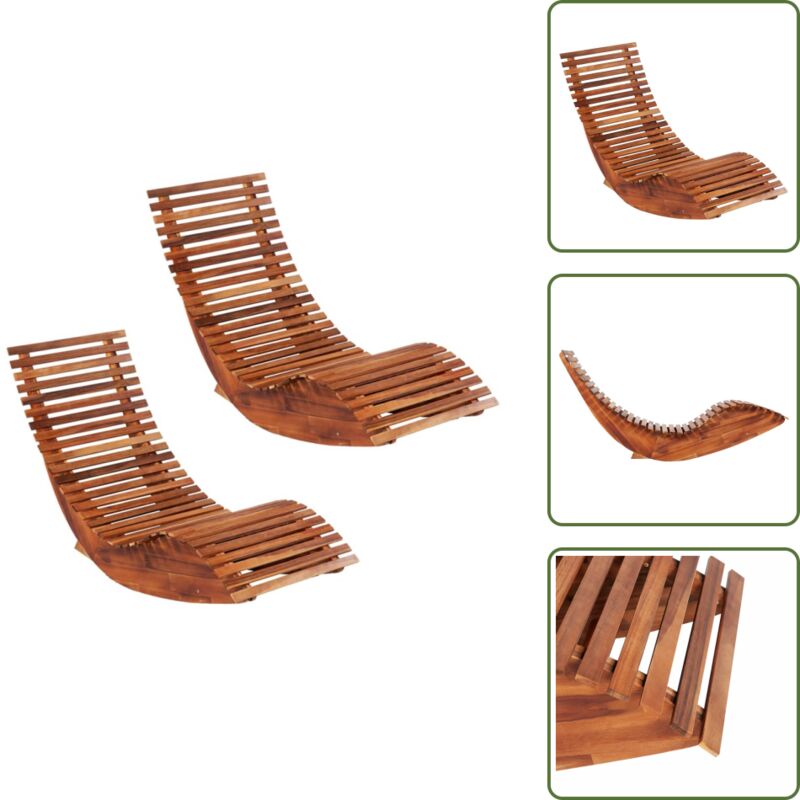 Schaukelstühle Sonnenliegen 2 Stk. Akazienholz - Schaukelstuhl - Gartenstuhl - Sonnenliege - Akazienholz Möbel - Outdoor Möbel