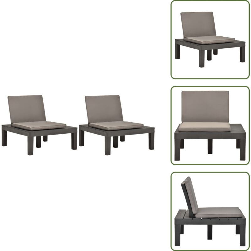Gartenstühle Mit Auflagen 2 Stk. Kunststoff Anthrazit - Gartensessel - Loungeset - Gartenlounge - Outdoor Möbel - Balkonmöbel