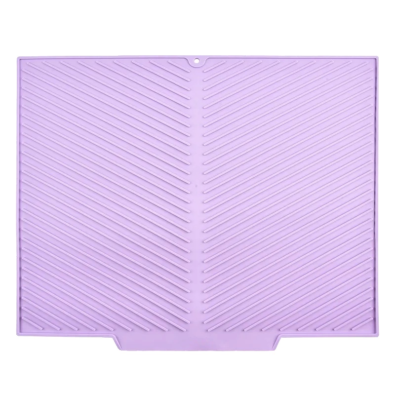 Geschirrabtropfmatte, Silikonmaterial, Rutschfestes Design, Lila-a, 37x26cm-b