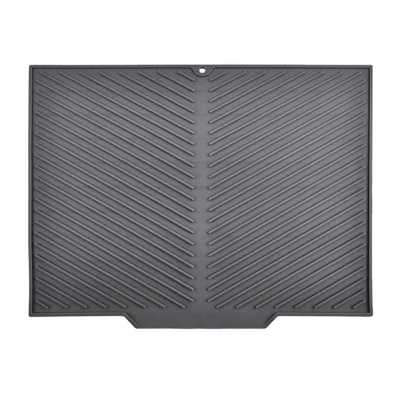 Geschirrabtropfmatte, Silikonmaterial, Rutschfestes Design, Grau, 42.5x33cm