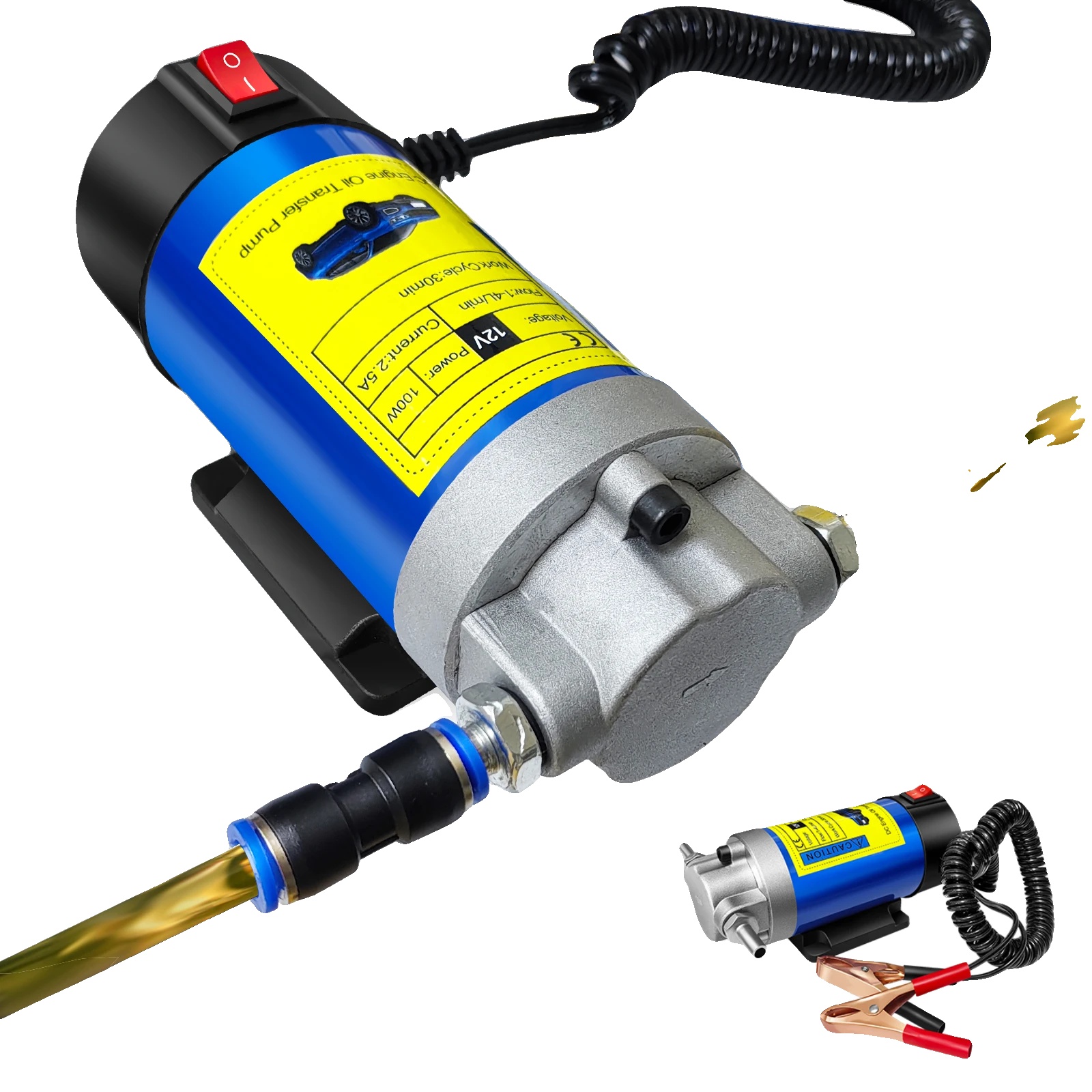 Ölabsaugpumpe, 12v Dc, Schnelle Ölabnahme, Inklusive 100 Cm Schläuche, Selbstansaugend, Geeignet Für Diesel Und Kerosin