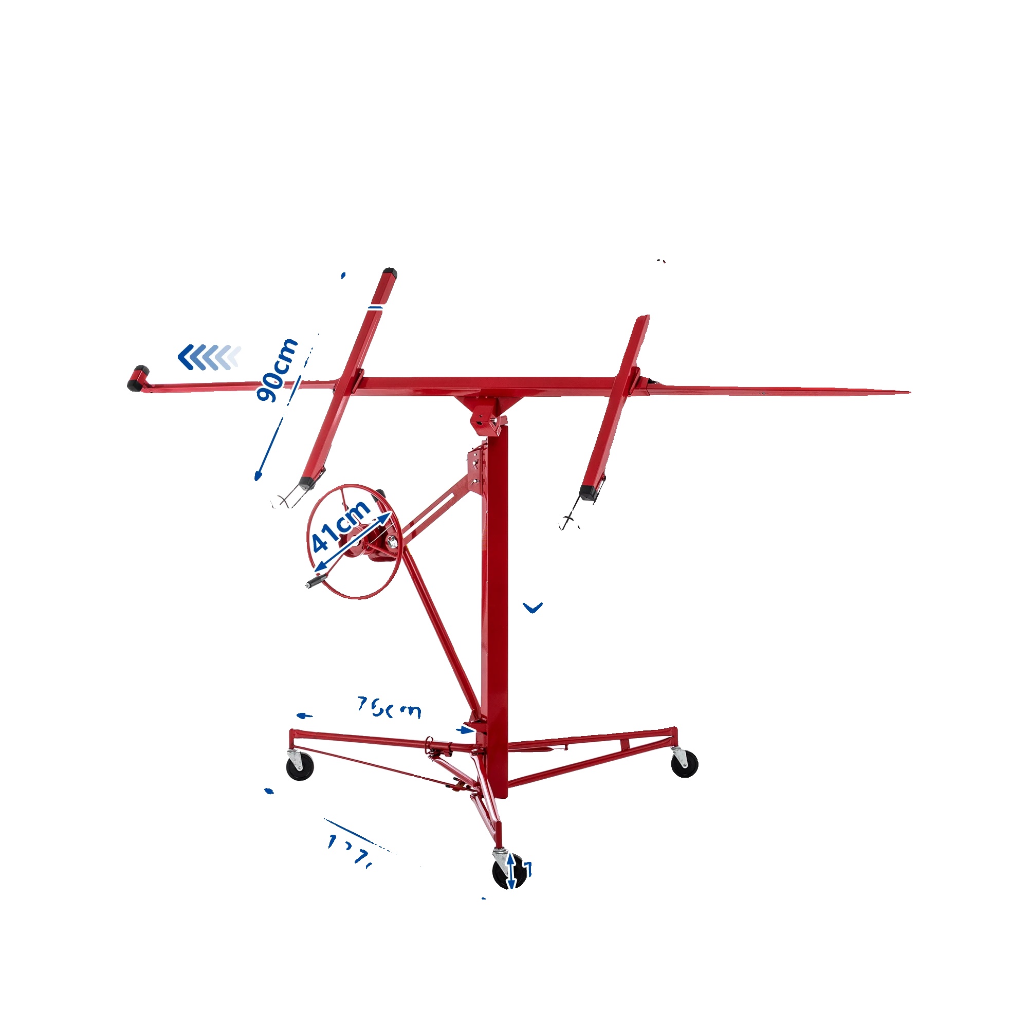 Gipskartonplattenheber, Robuste Stahlkonstruktion, Höhenverstellbar, Rot