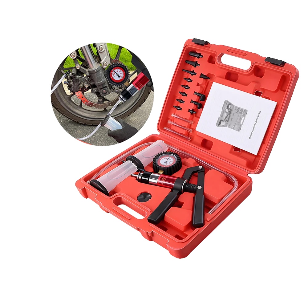Bremsenentlüftungsset, 22-teiliges Set, Druckbereich 0-40 Psi, Hochwertiger Kunststoff Und Metall, Vakuummeter Enthalten, Kompatibel Mit Den Meisten