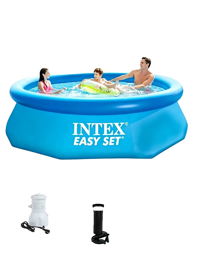 Aufblasbares Schwimmbecken, Einfache Einrichtung, Langlebige Materialien, Poolluftpumpe & Filter