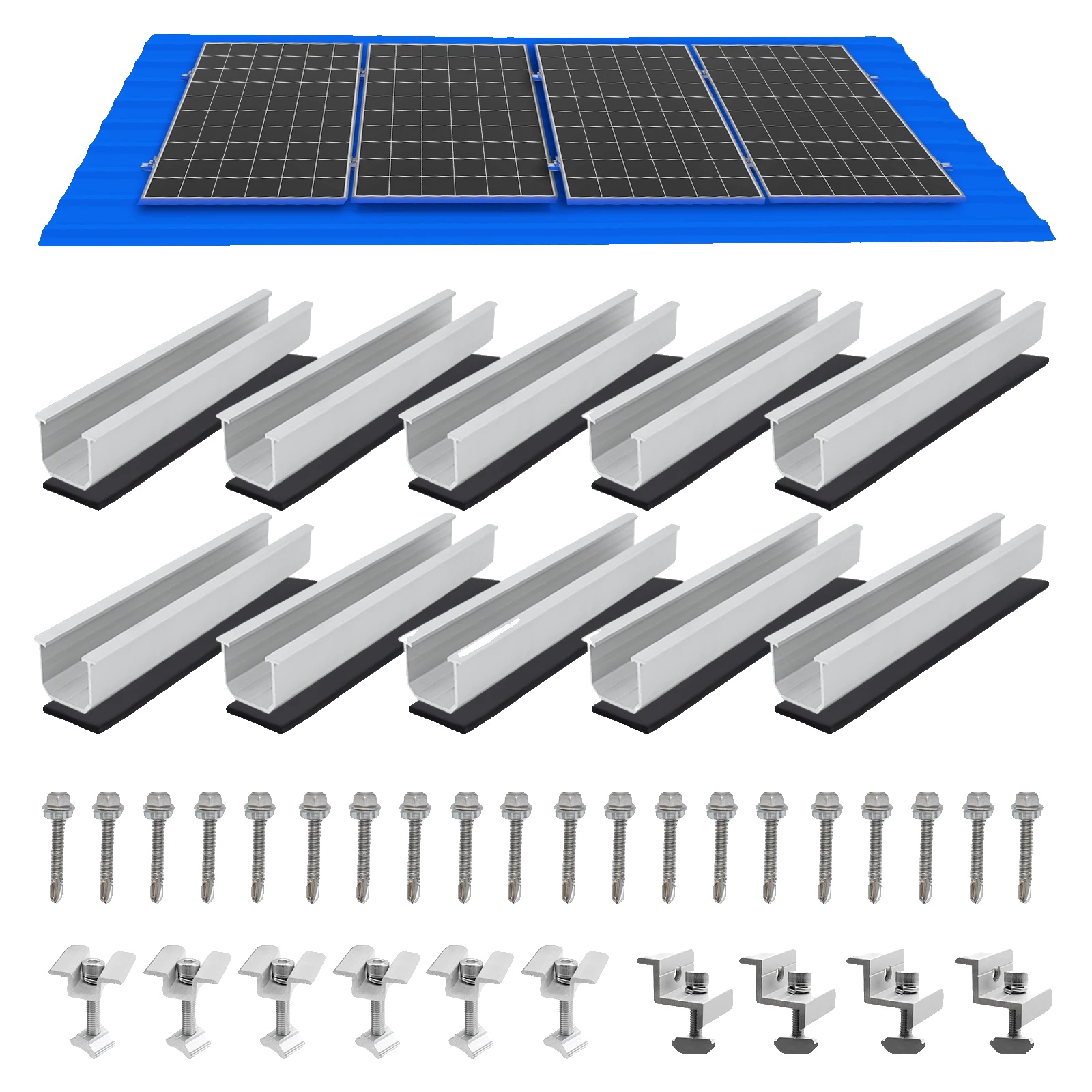 Solarpanel-montagehalterungskit, Hochwertiges Material, Vielseitige Kompatibilität, 4 Packs