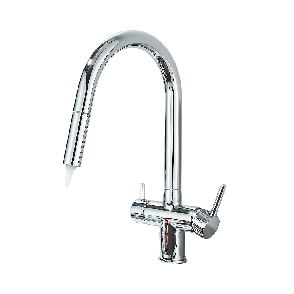 Reinwasser Auszieh-küchenarmatur, Dual-handle, Deckmontage, Keramikkartusche, Chrom