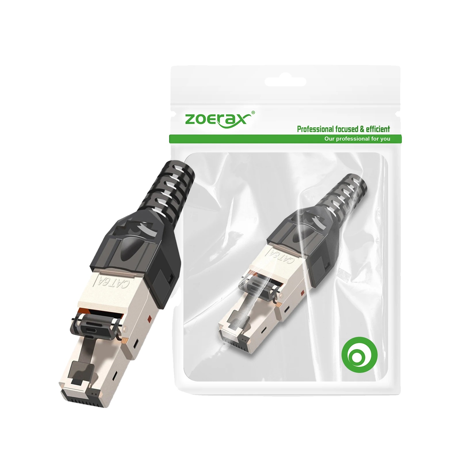 Rj45-stecker, Werkzeugloses Design, Hochgeschwindigkeitsleistung, Schwarze Cat6a-a, 5stk
