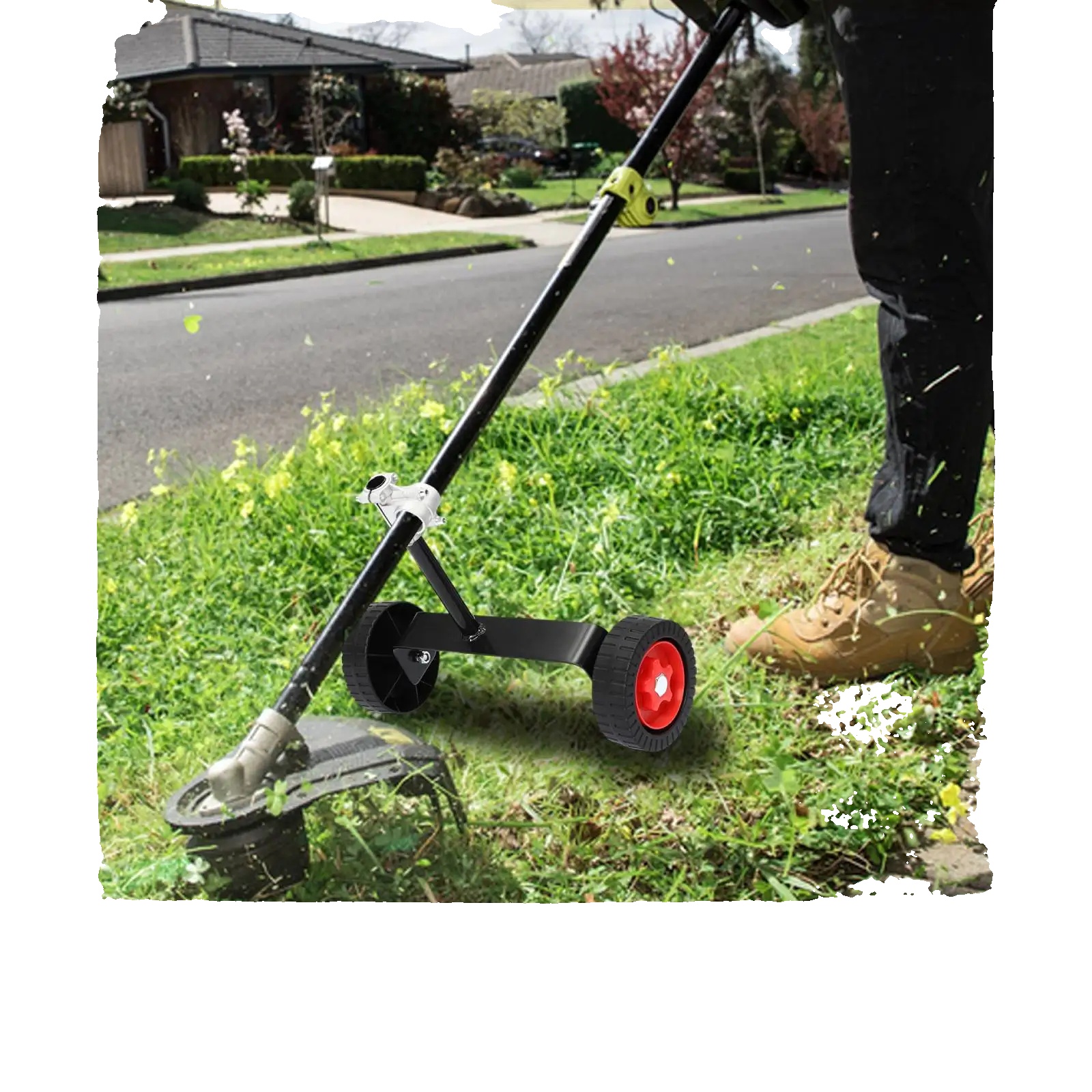 Rucksackmäher Stützrad, Gusseisen, 28 Cm Durchmesser, Maximale Belastung 7 Kg, T-förmige Struktur, Leichtbauweise