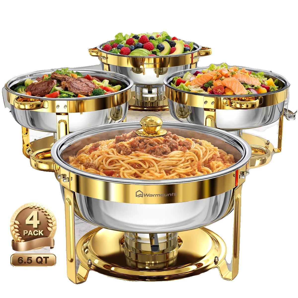 Chafing Dish, Edelstahl, Elegantes Design, 4pcs