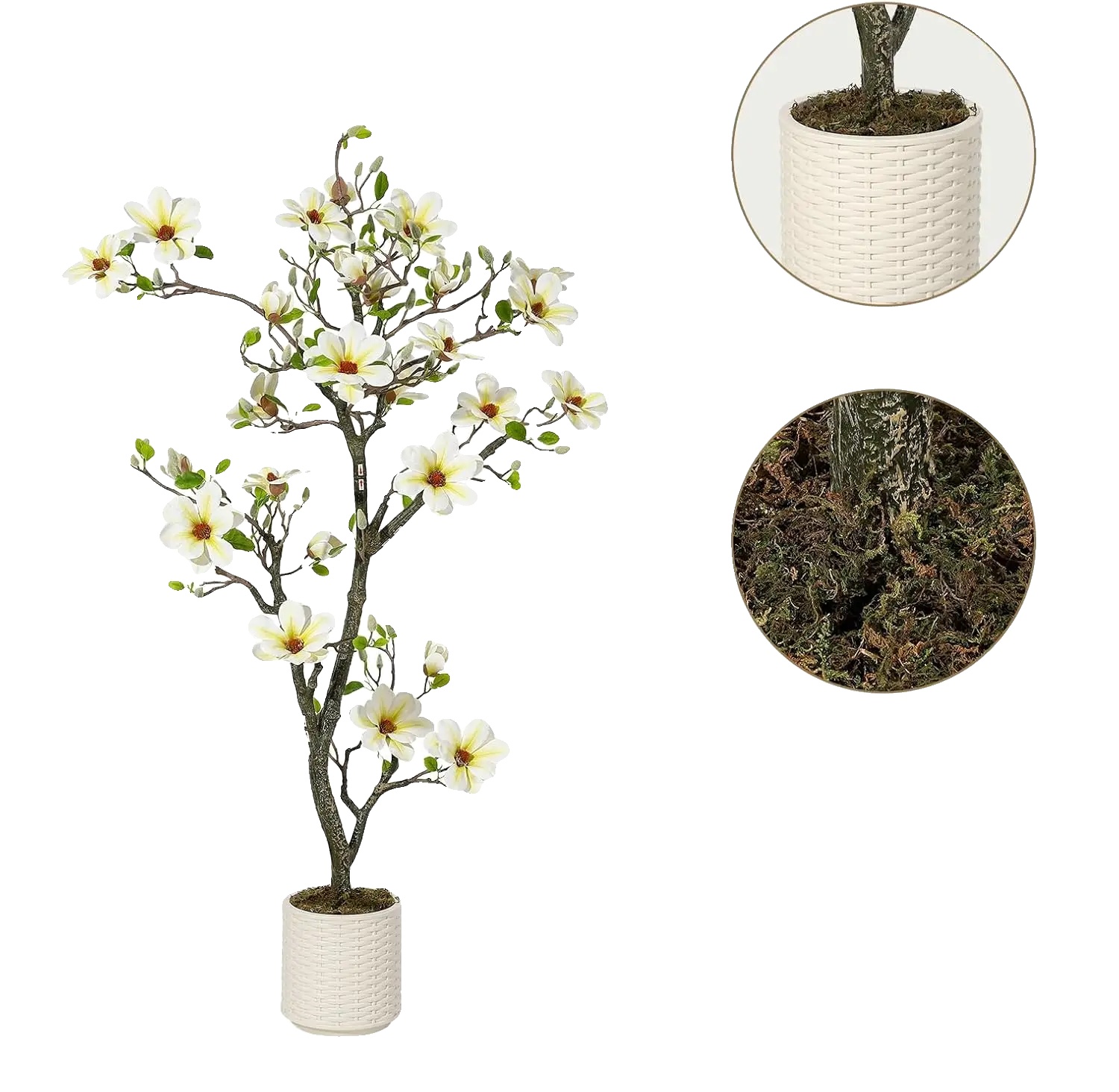 Künstlicher Magnolienbaum, Verstellbare Äste, Wartungsfrei, 60in
