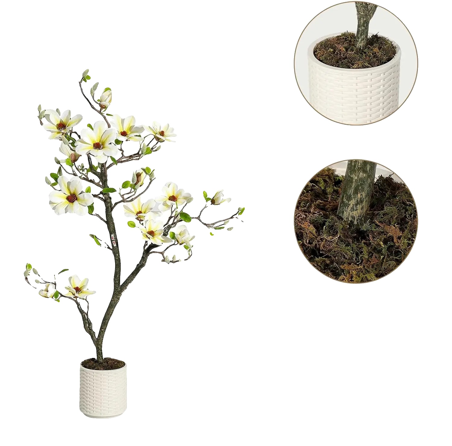 Künstlicher Magnolienbaum, Verstellbare Äste, Wartungsfrei, 48in