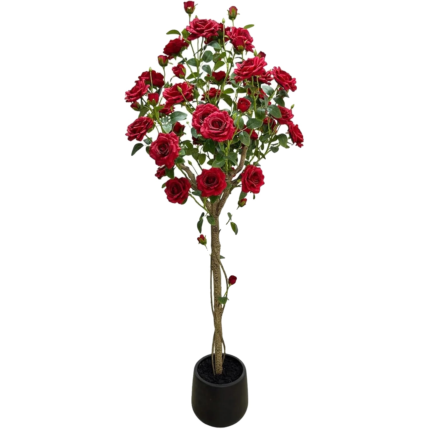 Künstlicher Rosenbaum, Elegantes Design, Minimale Pflege, Rot+schwarz