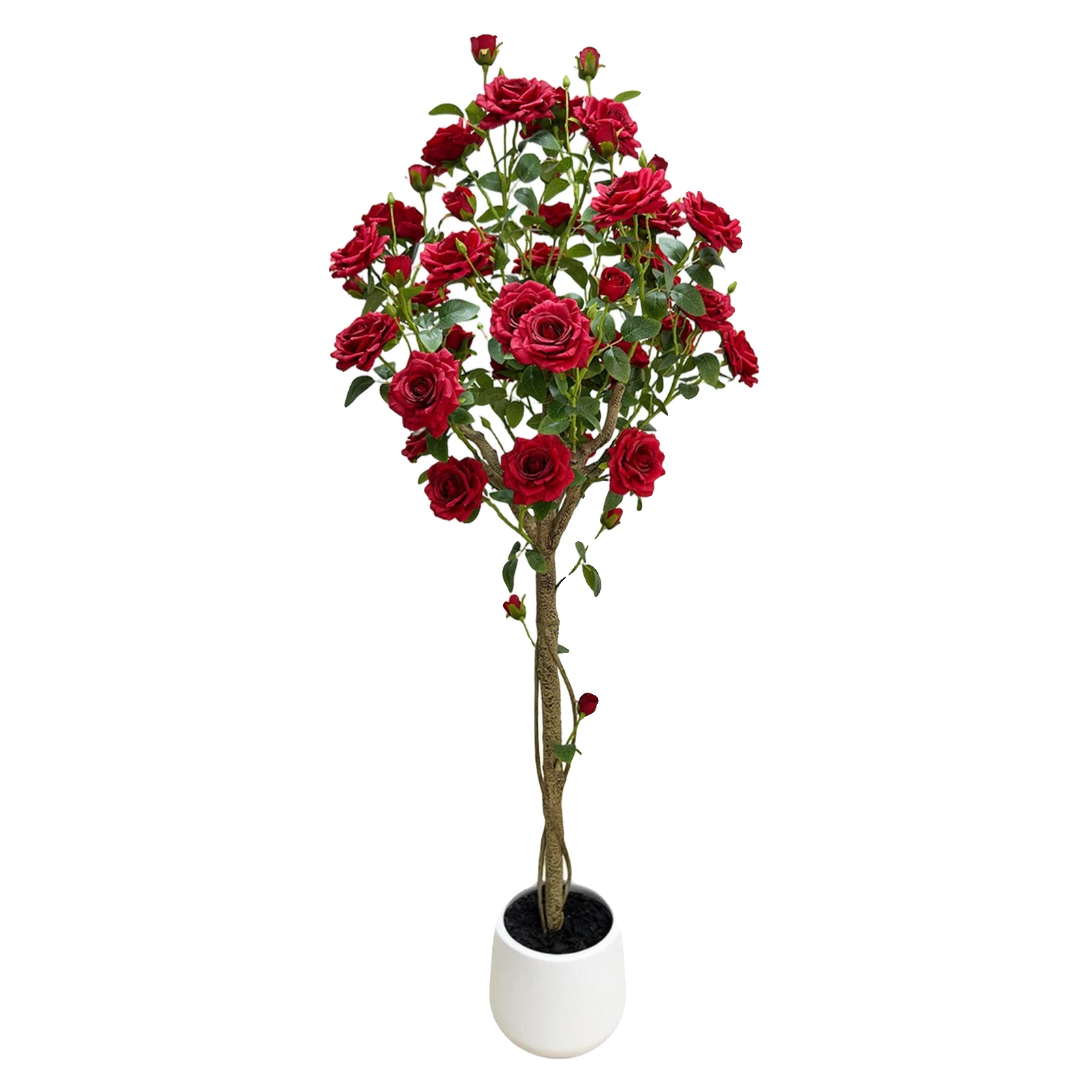 Künstlicher Rosenbaum, Elegantes Design, Minimale Pflege, Rot+weiß