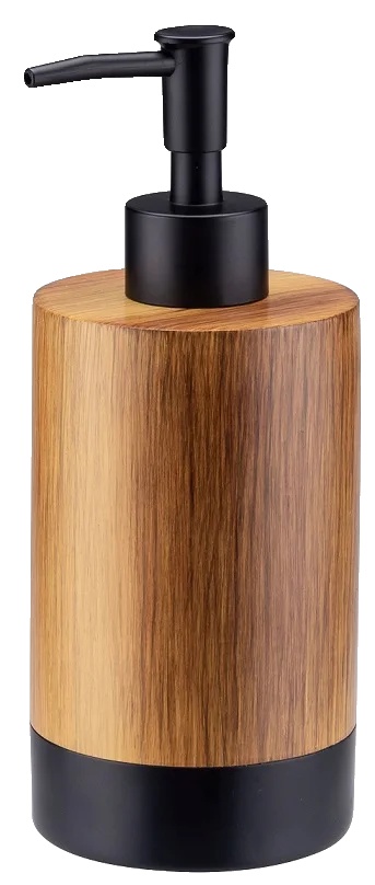 Seifenspender, 350ml Kapazität, Langlebiges Kunststoff Und Polyresin, Benutzerfreundliche Pumpe, Rundes Design, Modernes Holz-muster