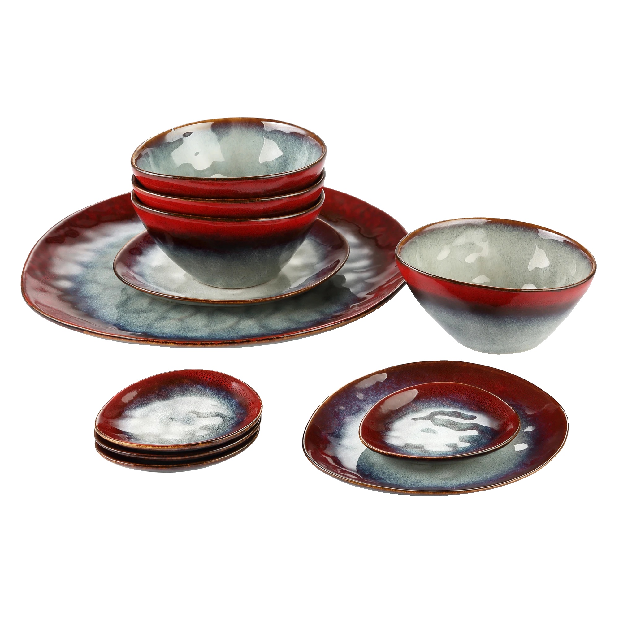 Geschirrset, Elegantes Design, Langlebige Keramik, 11-teilig