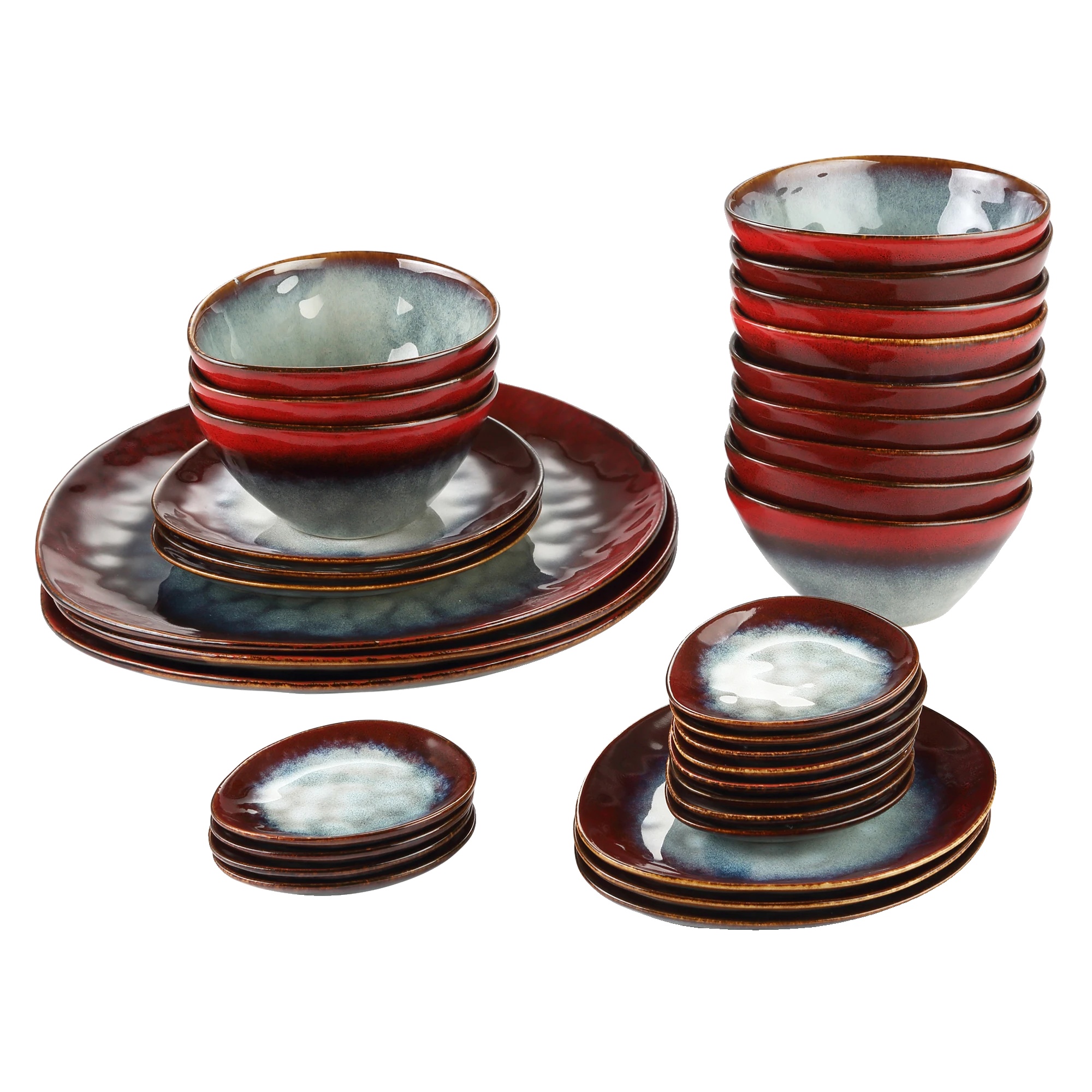 Geschirrset, Elegantes Design, Langlebige Keramik, 33-teil