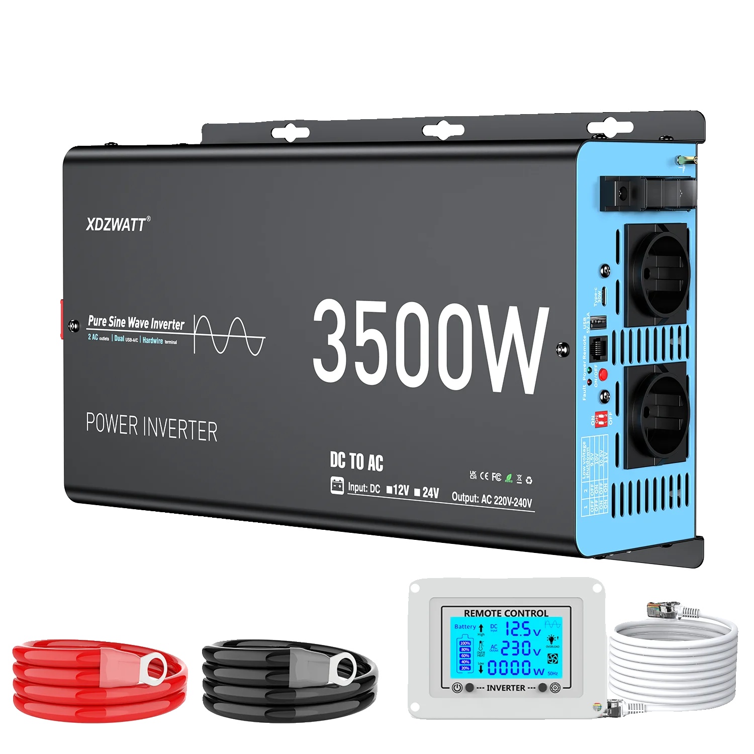 Wechselrichter, 3500w Nennleistung, Fernbedienungsfunktion, 12v 3500w (7000w Spitze)
