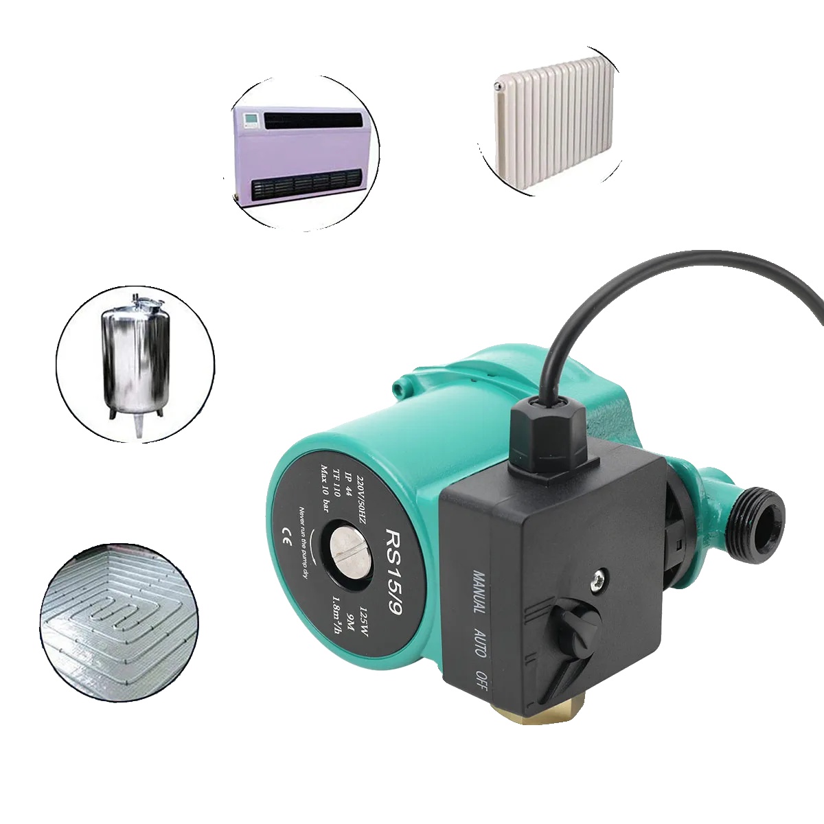 Wasserzirkulationspumpe, Aluminiumlegierung, Abmessungen 15,3 Cm X 13 Cm X 13,4 Cm, Npt 3/4, 220v/50hz, 125w