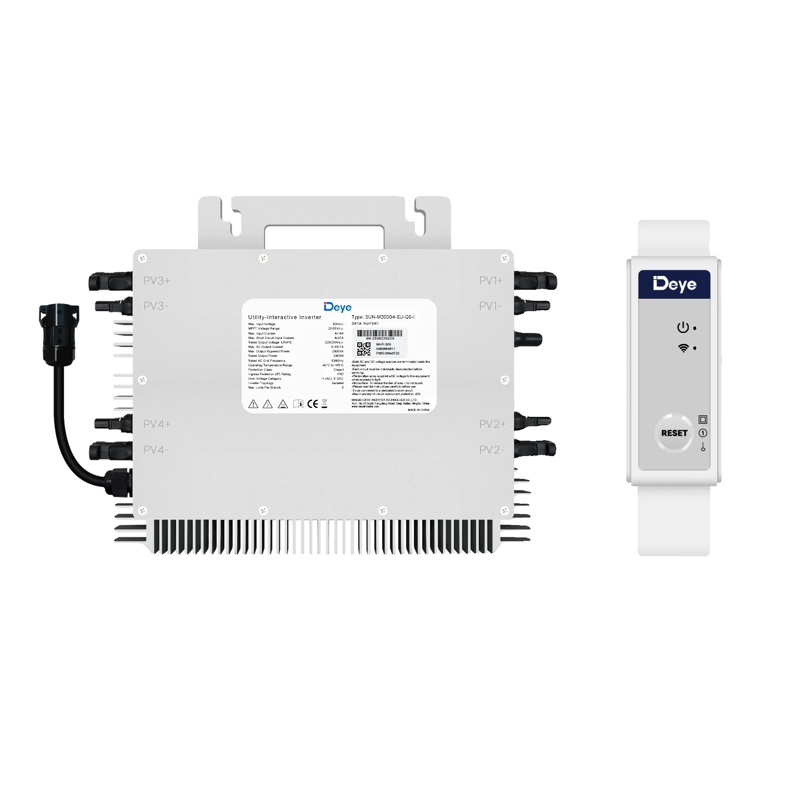 Mikroinverter, 2000w Ausgang, 4 Panel Unterstützung, Mit Rückflussverhinderung, 230v, 22-60v