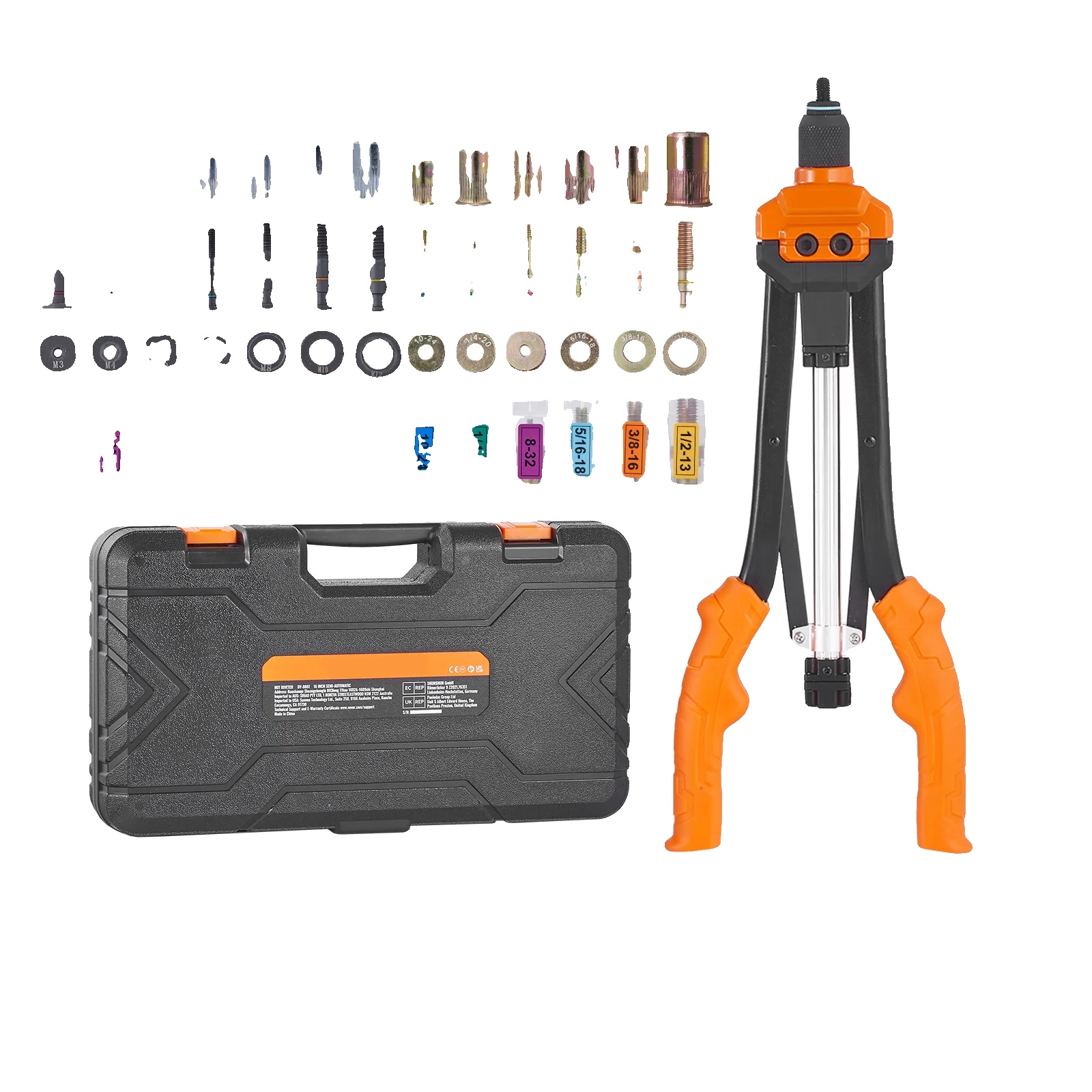 Rivetschnellmutternwerkzeug, Halbautomatisches Design, 186 Teile Enthalten, 16in 186pcs Semiauto