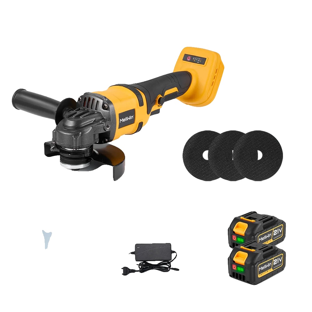 Elektrischer Winkelschleifer, Bürstenloser Motor, 3 Geschwindigkeitsstufen, 2xbatterie Set