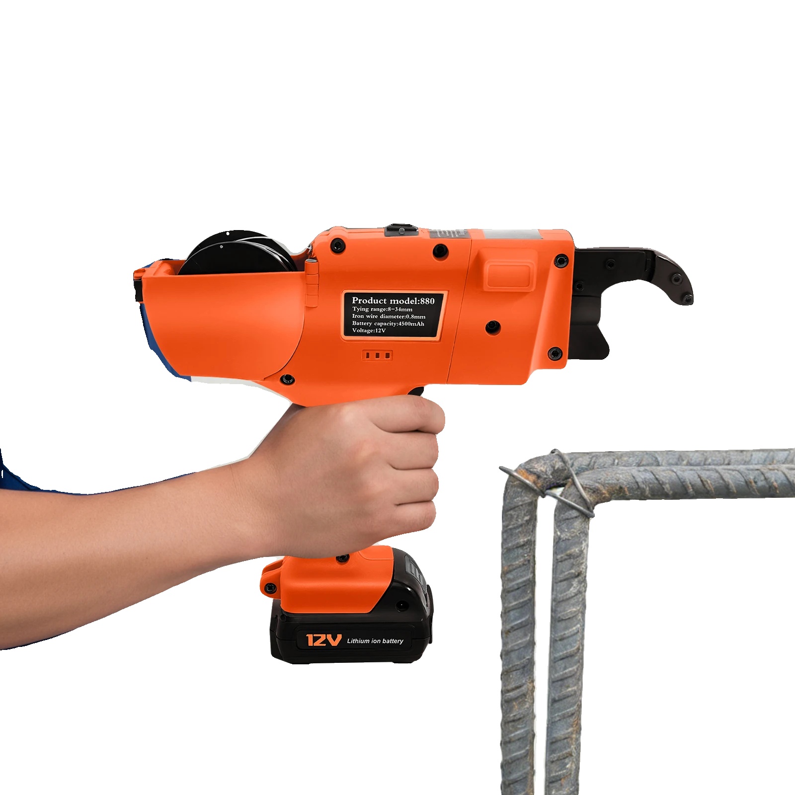 Bewehrungsbindewerkzeug, Kabelloses Design, Hohe Effizienz, Orange