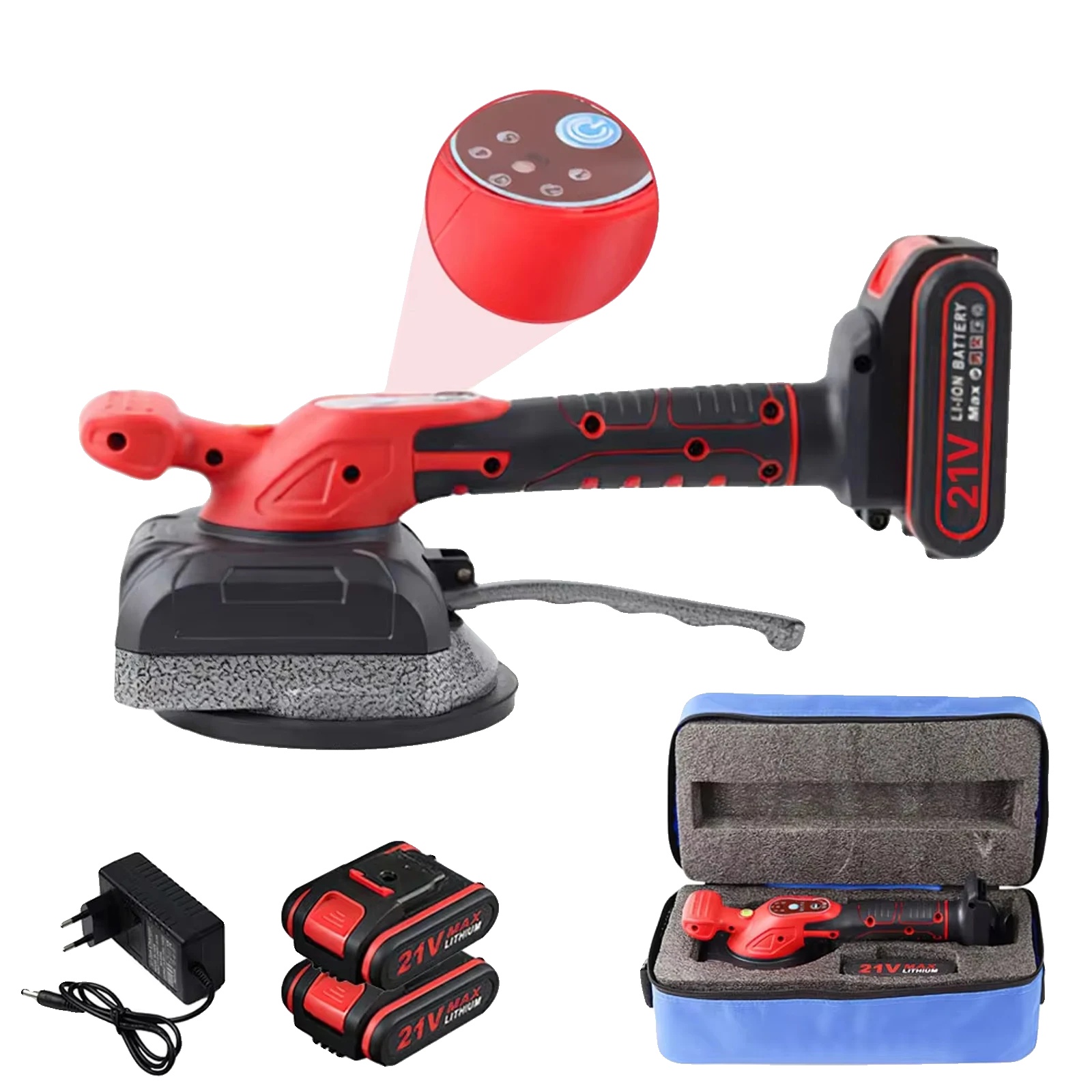 Fliesenverlegemaschine, 5 Gänge, Wiederaufladbarer Akku, Rotes Set