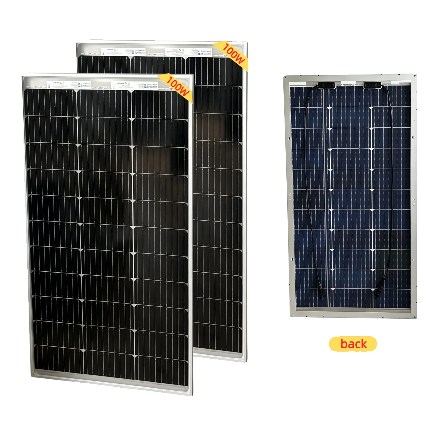 Solarmodul, Doppelseitige Technologie, Hohe Effizienz, Bifacial 100w 2 Stück